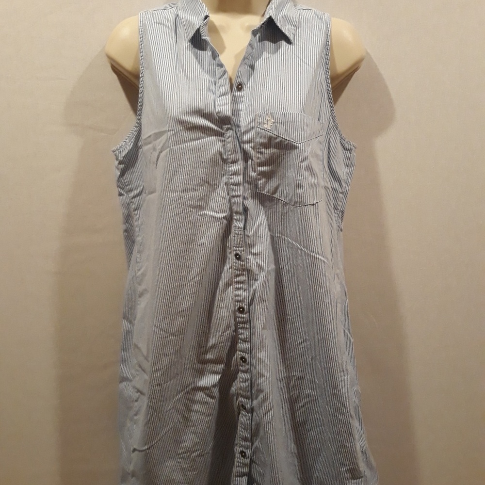 Abercrombie & Fitch Sleeveless Striped Shirt Dress